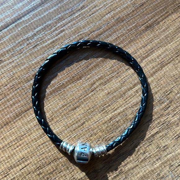 Pandora Jewelry - Pandora authentic silver and leather, 17 cm